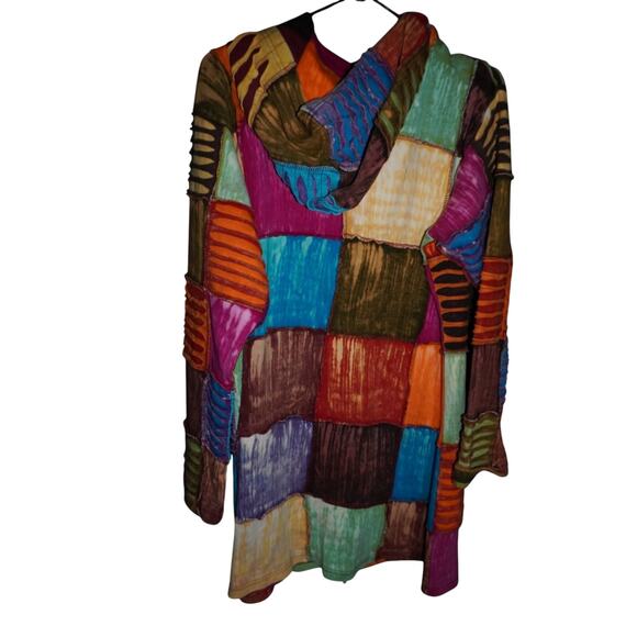 Greater Good Network Boho Patchwork Hoodie S/M – Handmade in Nepal – 100% Cotton - Picture 4 of 5